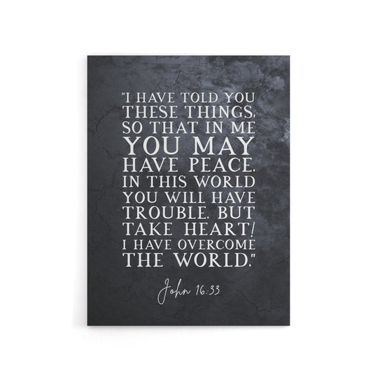John 16 33 Peace Take Heart I Have Bible Quote Canvas Wall Art Print