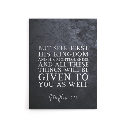 Matthew 6 33 See First His Kingdom Bible Quote Canvas Wall Art Print