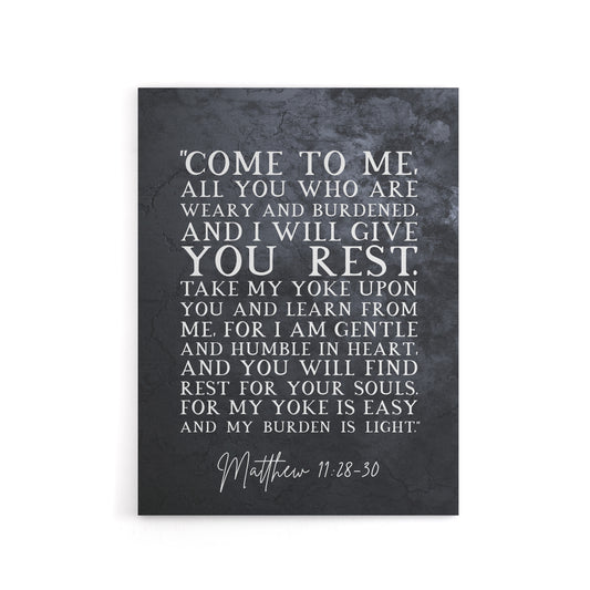 Matthew 11 28 30 Come To Me All You Bible Quote Canvas Wall Art Print