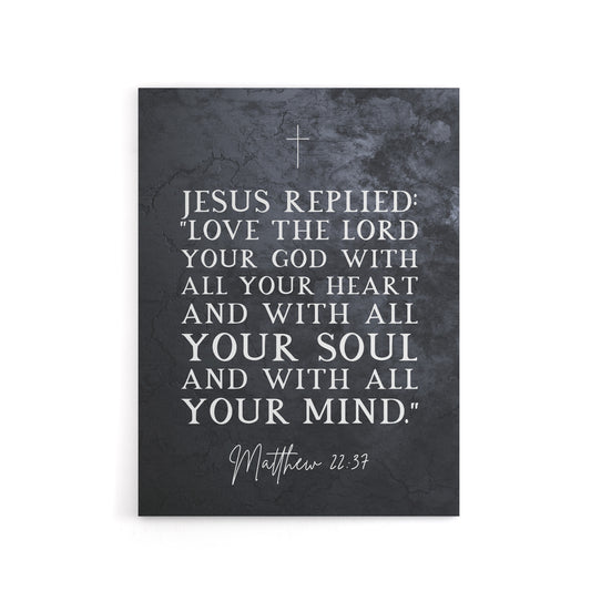 Matthew 22 37 Jesus Love The Lord Bible Quote Canvas Wall Art Print