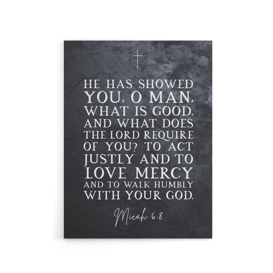 Micah 6 8 Love Mercy Walk Humbly Bible Quote Canvas Wall Art Print
