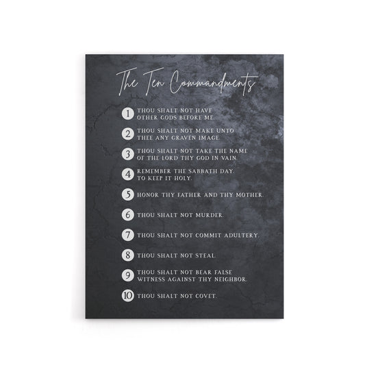 Ten Commandments From God Bible Quote Canvas Wall Art Print
