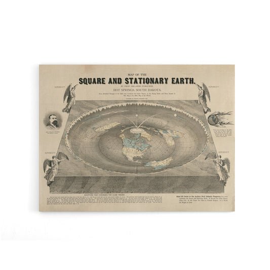 Ferguson Vintage World Map Flat Earth Canvas Wall Art Print