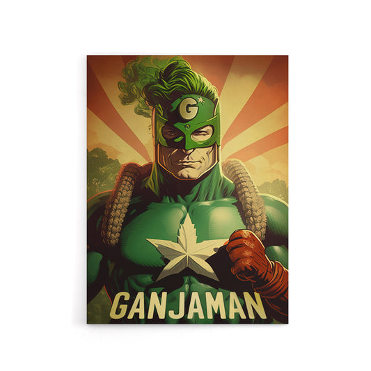 Ganjaman Super Hero Joint Weed Weird Canvas Wall Art Print