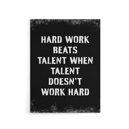 Inspirational Quote Hard Work Beats Talent Canvas Wall Art Print