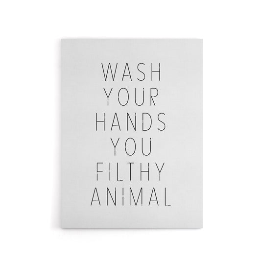 Funny Bathroom Decor Wash Hands White Canvas Wall Art Print