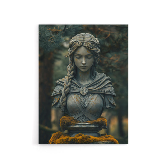 Norse Shield Maiden Warrior Bust Canvas Wall Art Print