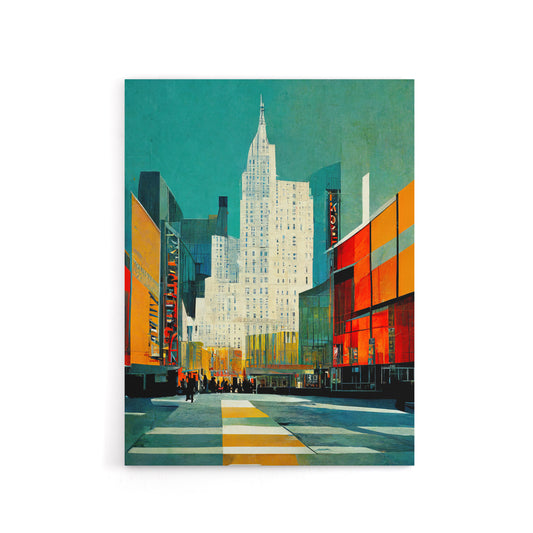 Broadway New York Abstract Cityscape Canvas Wall Art Print