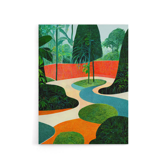 Mid Century Style Abstract Garden Canvas Wall Art Print