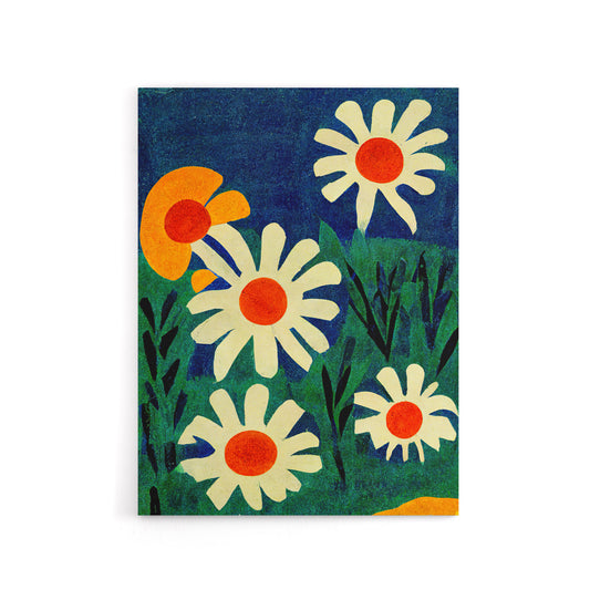 Daisy Flower Meadow Floral Canvas Wall Art Print