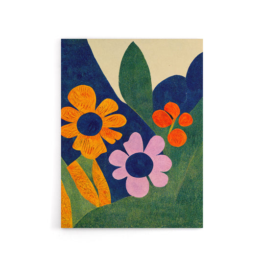 Matisse Inspired Abstract Flowers Canvas Wall Art Print