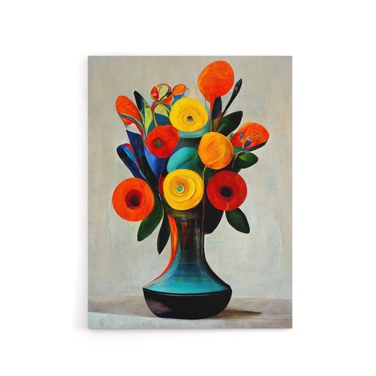 Floral Bouquet in Vase Canvas Wall Art Print