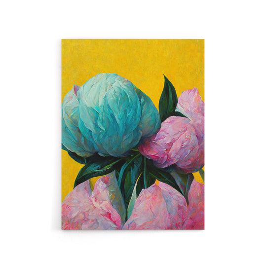 Abstract Floral Bouquet Peony Flowers Canvas Wall Art Print