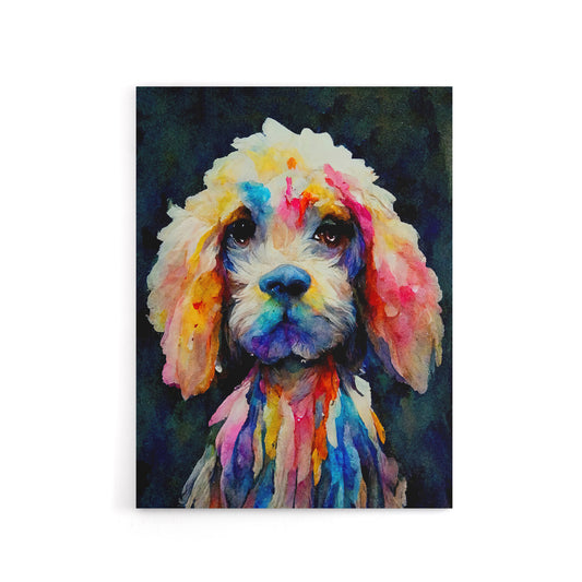 Abstract Spaniel Cockapoo Dog Colourful Canvas Wall Art Print
