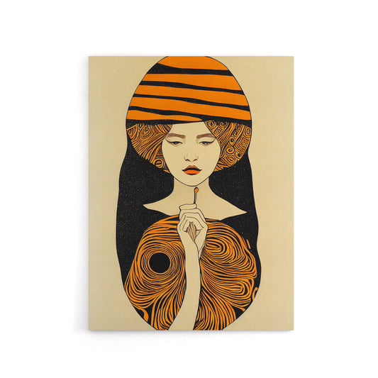 Woman Portrait Mid Century Modern Canvas Wall Art Print