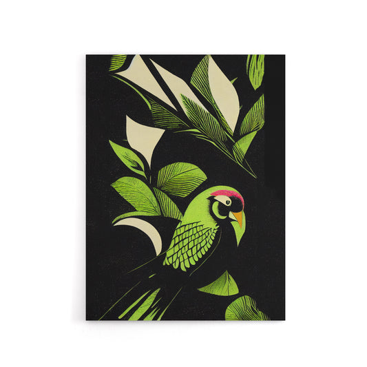 Jungle Leaves With Parrot Canvas Wall Art Print