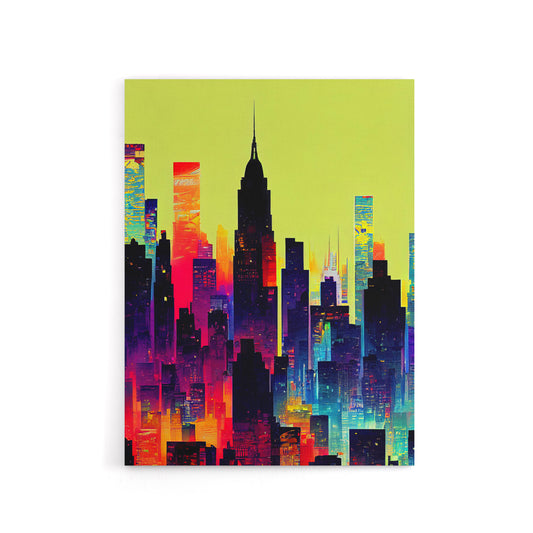 New York Colourful Cityscape Canvas Wall Art Print
