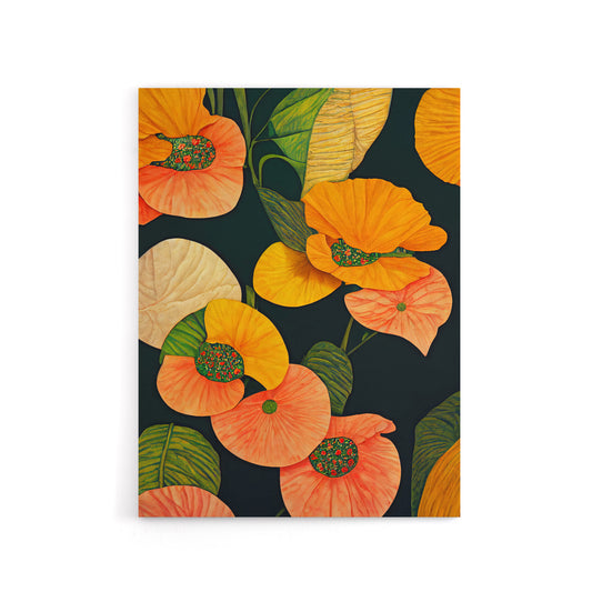 Abstract Tropical Flowers Floral Canvas Wall Art Print