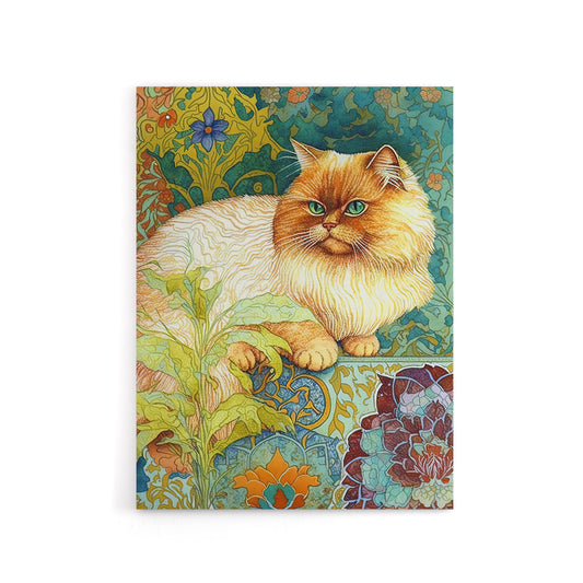 Persian Cat With Floral Pattern Canvas Wall Art Print