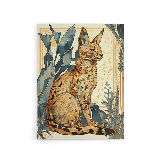 Serval Cat With Savanna Plants Canvas Wall Art Print