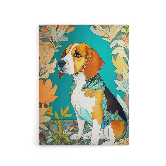 Beagle Dog Modern Art Nouveau Canvas Wall Art Print
