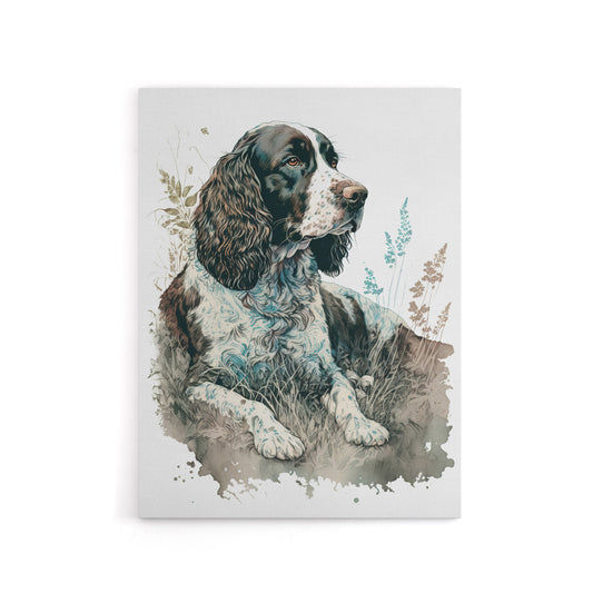 Watercolour English Springer Spaniel Dog Canvas Wall Art Print