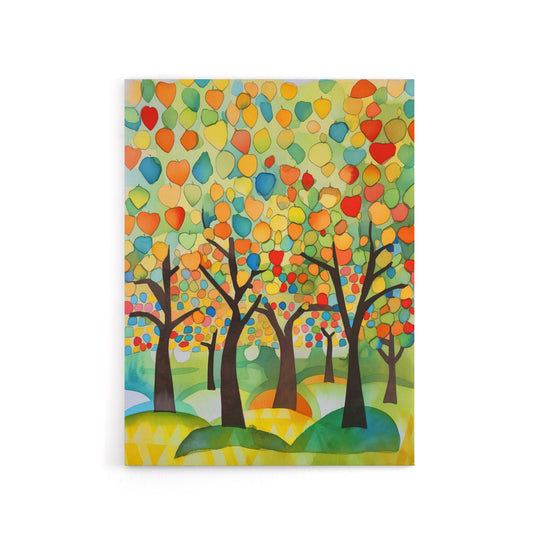 Apple Tree Orchard Abstract Folk Art Canvas Wall Art Print