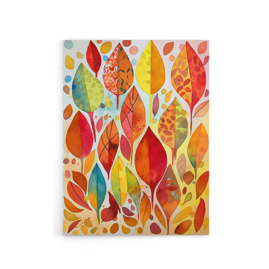 Autumn Leaves With Folk Art Patterns Canvas Wall Art Print
