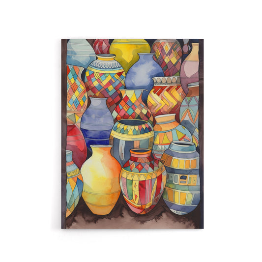 Glazed Ceramic Pot Vases Folk Art Canvas Wall Art Print