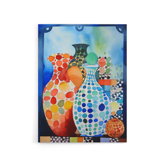 Polka Dot Porcelain Vases Still Life Canvas Wall Art Print