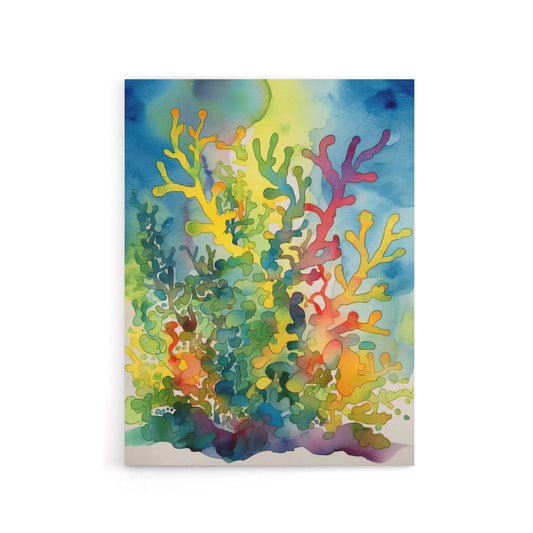 Staghorn Coral Reef Folk Art Wall Canvas Wall Art Print