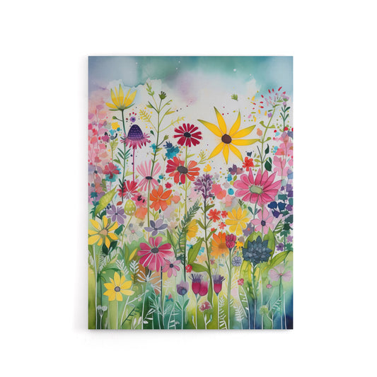 Bright Wildflower Floral Blooms Canvas Wall Art Print