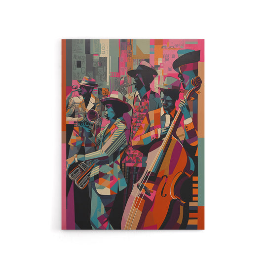Abstract New Orleans Jazz Musicians Canvas Wall Art Print