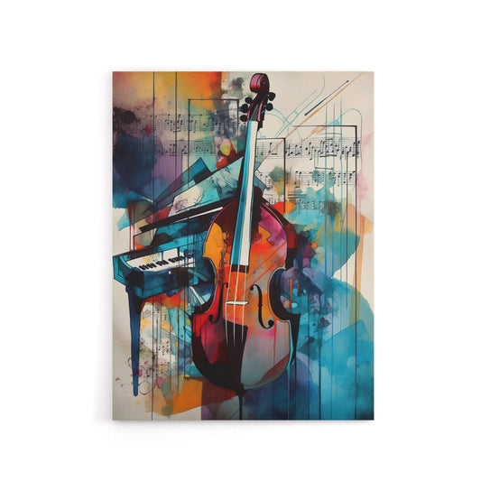 Abstract Notes Violin And Piano Canvas Wall Art Print