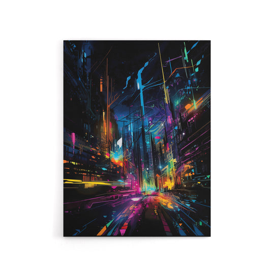 Abstract Cityscape New York City At Night Canvas Wall Art Print