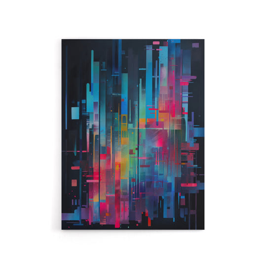 Modern Abstract Geometric Cityscape Canvas Wall Art Print
