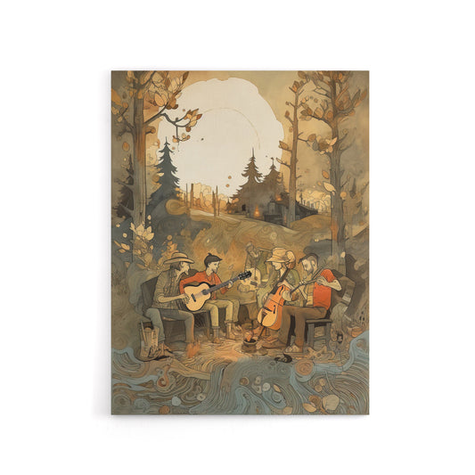 Countryside Folk Band Musicians Canvas Wall Art Print