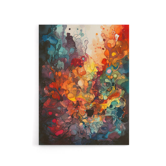 Colourful Abstract Coral Reef Canvas Wall Art Print