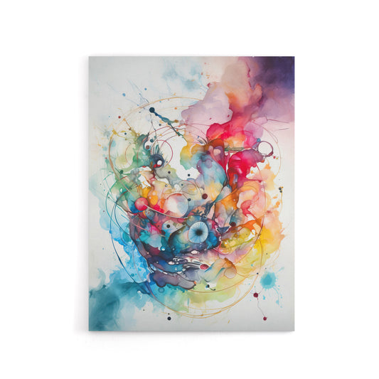 Colourful Abstract Watercolour Shapes Canvas Wall Art Print