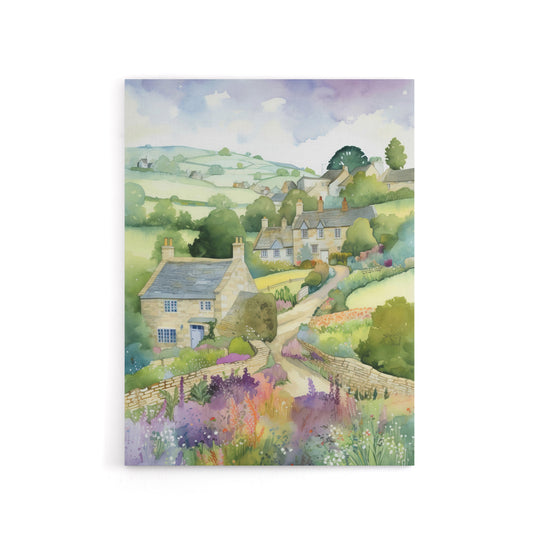 Countryside Landscape With Cottages Canvas Wall Art Print