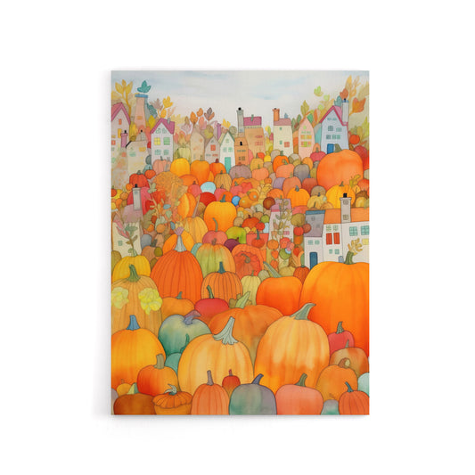 Halloween Autumn Pumpkin Festival Canvas Wall Art Print