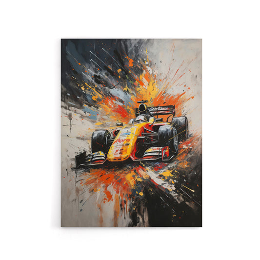 Race Car Racing Scene Paint Splat Canvas Wall Art Print