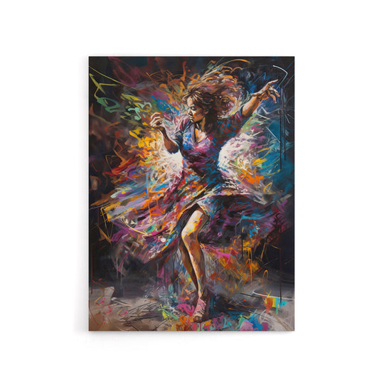 Woman Dancing To Dynamic Music Canvas Wall Art Print