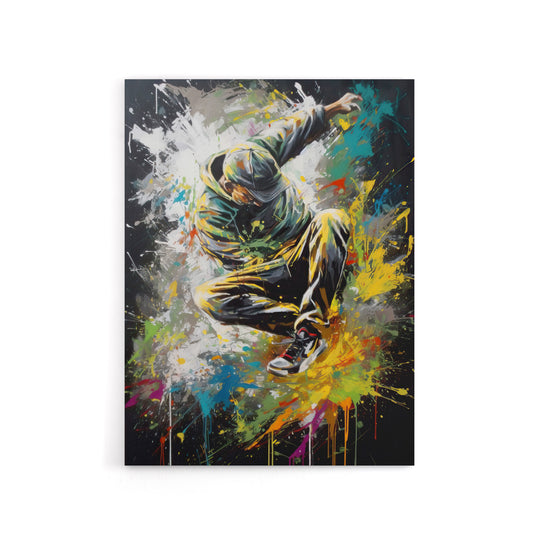 Breakdancer B Boy Dancing Paint Splatter Canvas Wall Art Print