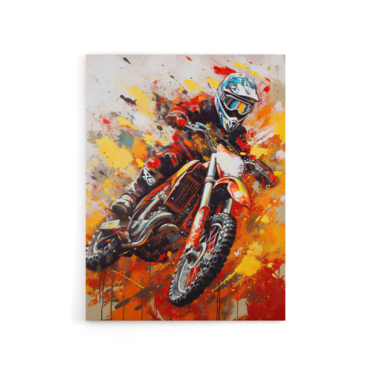 Motocross Race Motorcycle Sport Oil Canvas Wall Art Print