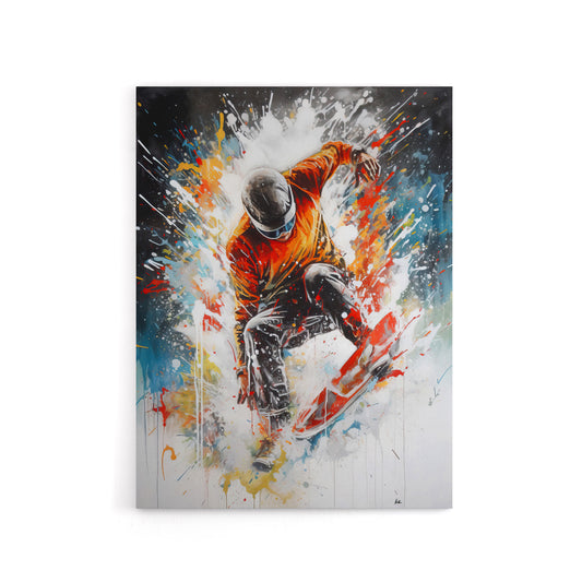 Extreme Sports Snowboarding Paint Splat Canvas Wall Art Print