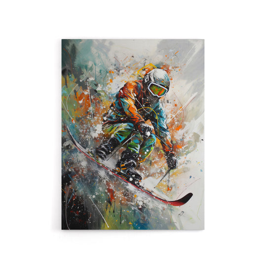 Skier Skiing Winter Sport Paint Splat Canvas Wall Art Print