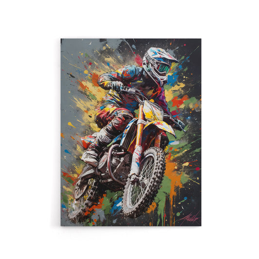Dirt Bike Sport Motocross Paint Splat Canvas Wall Art Print