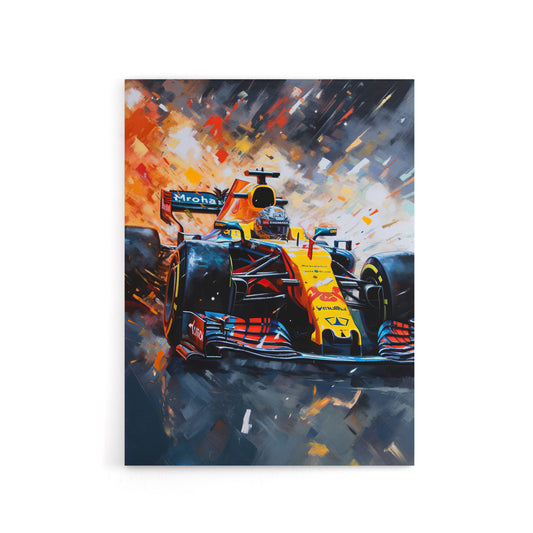 Grand Prix Race Car Track Action Shot Canvas Wall Art Print