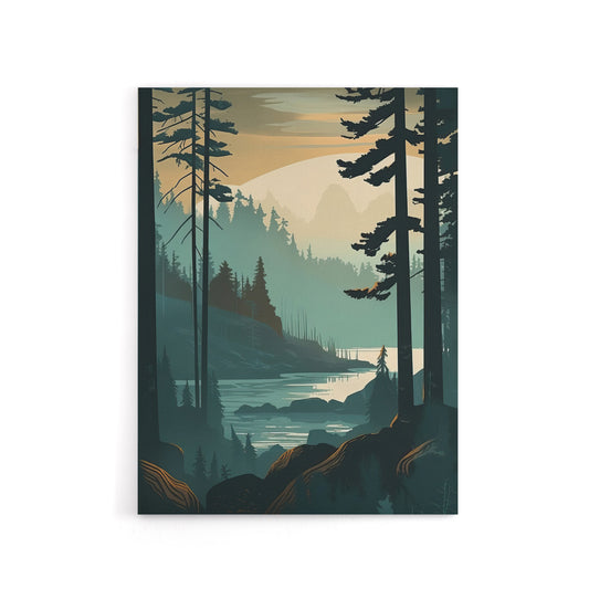 Great Bear Rainforest Misty Sunrise Canvas Wall Art Print